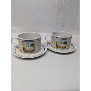 Country Life Vintage 90s Goose Kitchen Floral Mug & Saucer Set Country Prairie